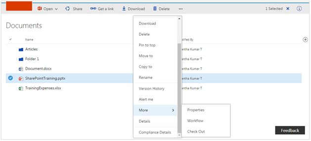 List Contents section with Contextual Menu